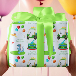 Papel De Presente Aniversário Feliz das Crianças Tema de Golfe de Di