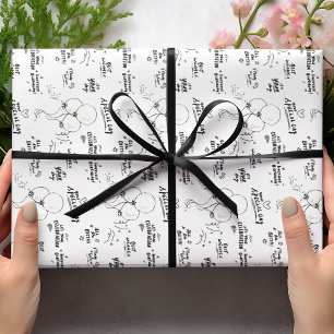 Papel De Presente Aniversário feliz do Balão Moderno de Porodle Retr
