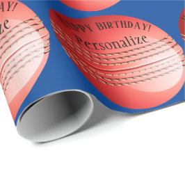 Papel De Presente Aniversário feliz do nome da bola de críquete pers