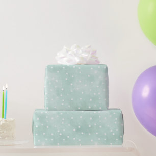 Papel De Presente Aniversário Feminino Menta Pontos Brancos