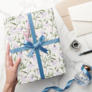 Papel De Presente Aniversário Floral bonito Roxo