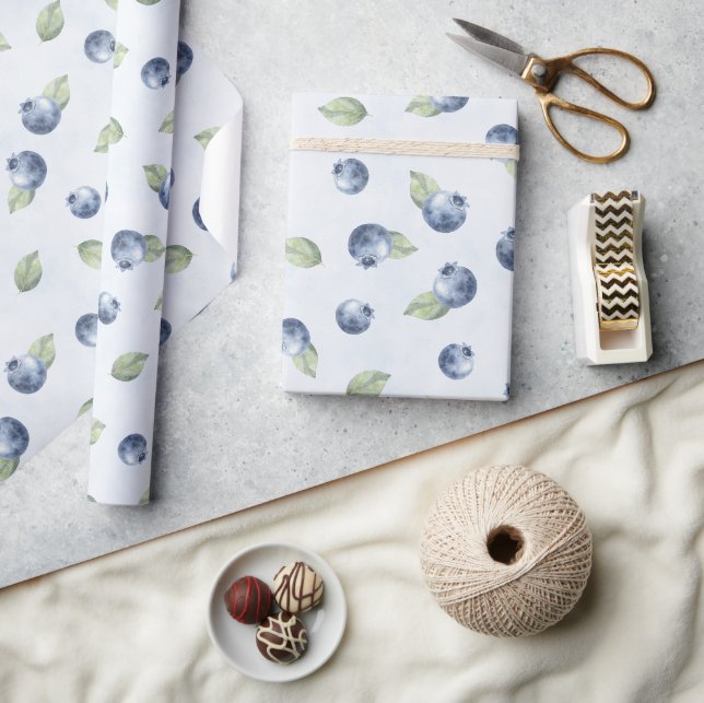 Papel De Presente Aniversário Frutas Mirtilos (Artesanato)
