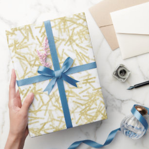 Papel De Presente Aniversário Glam Glitzy Ouro Branco