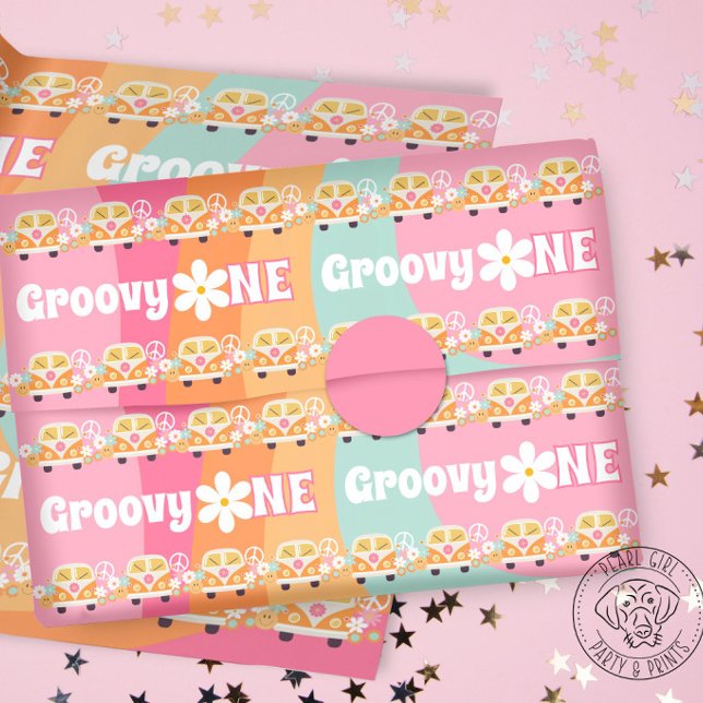 Papel De Presente Aniversário Groovy One (Criador carregado)