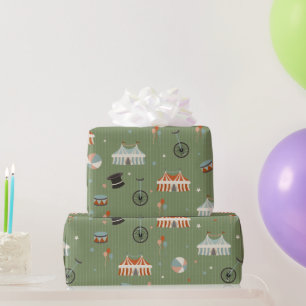 Papel De Presente Aniversário Infantil Circense Vintage Caprichoso e