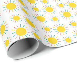 Papel De Presente Aniversário Infantil Sol Colorido Brilhante