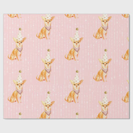 Papel De Presente Aniversário Jack Russell Dog Pink Party Hat