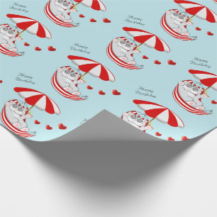 Papel De Presente Aniversário Kitten em Red & White Hammock