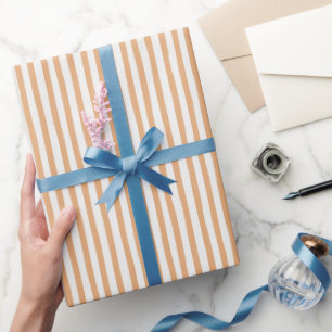 Papel De Presente Aniversário Listras Brancas Laranja Amora