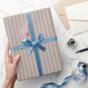 Papel De Presente Aniversário Listras Brancas Marrom Argila