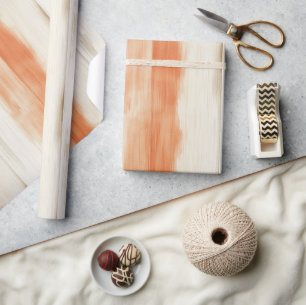 Papel De Presente Aniversário Listras Laranja Pêssego Creme