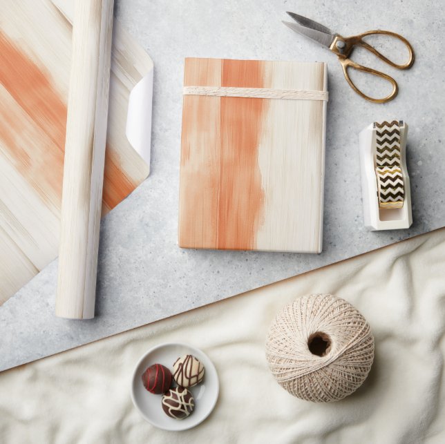 Papel De Presente Aniversário Listras Laranja Pêssego Creme (Artesanato)