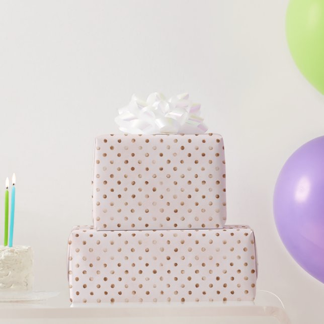Papel De Presente Aniversário Menina Rosa Bege Pontos (Presentes para festas)