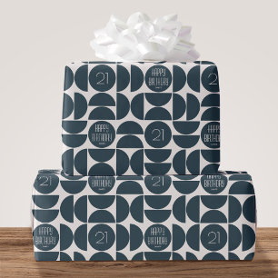 Papel De Presente Aniversário Moderno do Século médio Retro 21 ruas