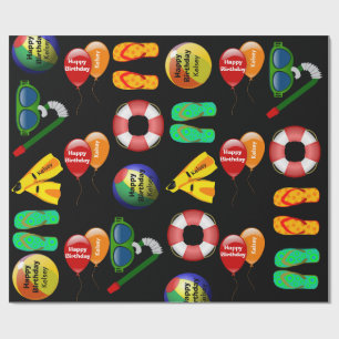 Papel De Presente Aniversário nadador personalizado