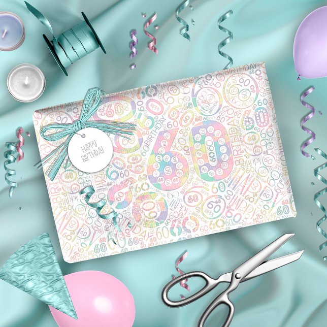 Papel De Presente Aniversário Número Palavra Nuvem Sessenta A ID270 (Criador carregado)