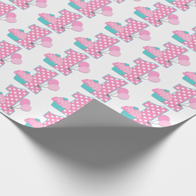 Papel De Presente Aniversário Número Um com Balões (Ponta)