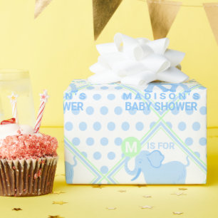 Papel De Presente Aniversário Ou Chá de fraldas Do Elefante Cujo C
