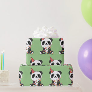 Papel De Presente Aniversário Panda Para Crianças Um Papel De Vestid