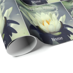 Papel De Presente Aniversário Personalizado da Água Lily Lotus Flowe