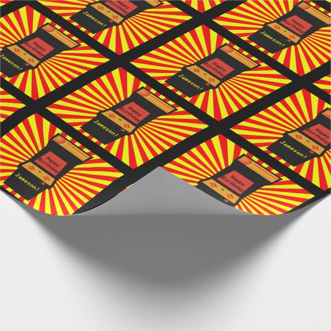 Papel De Presente Aniversário personalizado da arcada jogo de vídeo (Ponta)