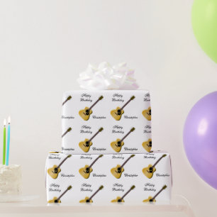 Papel De Presente Aniversário personalizado da guitarra acústica