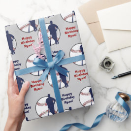 Papel De Presente Aniversário personalizado do jogador de beisebol