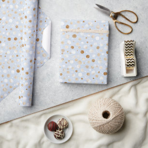 Papel De Presente Aniversário Pontos Brancos Azuis Marrons