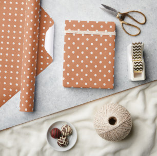 Papel De Presente Aniversário Pontos de Creme de Laranja