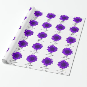 Papel De Presente Aniversário roxo do doce 16 dos girassóis