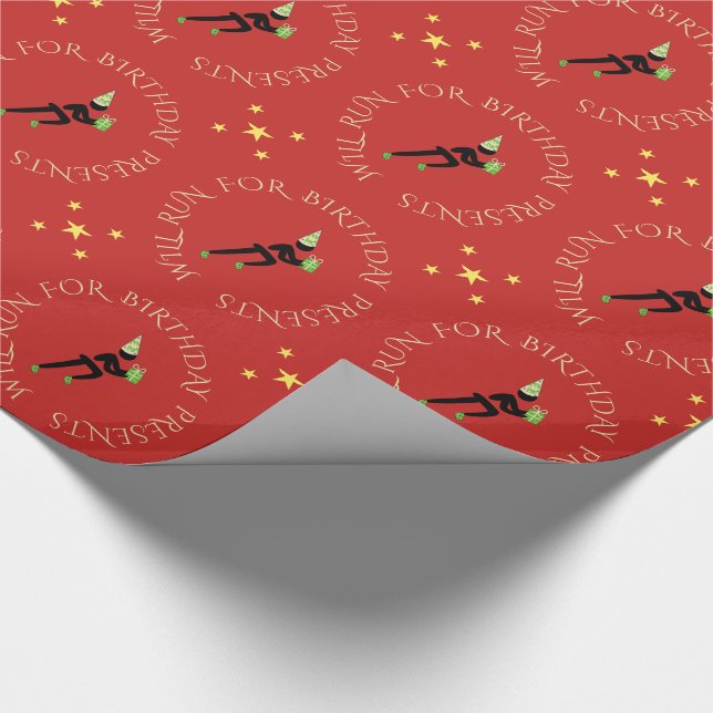 Papel De Presente Aniversário Texto personalizado do atleta preto ve (Ponta)