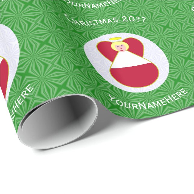 Papel De Presente Anjo da Bandeira Austríaca Natal Personalizado (Ponta do rolo)