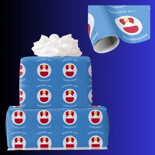 Papel De Presente Anjo de Hanukkah com Bandeira Austríaca Personaliz