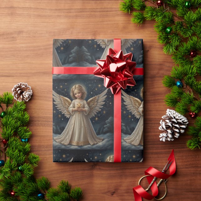 Papel De Presente Anjo de Natais vintages bonitos (Presente de Natal)