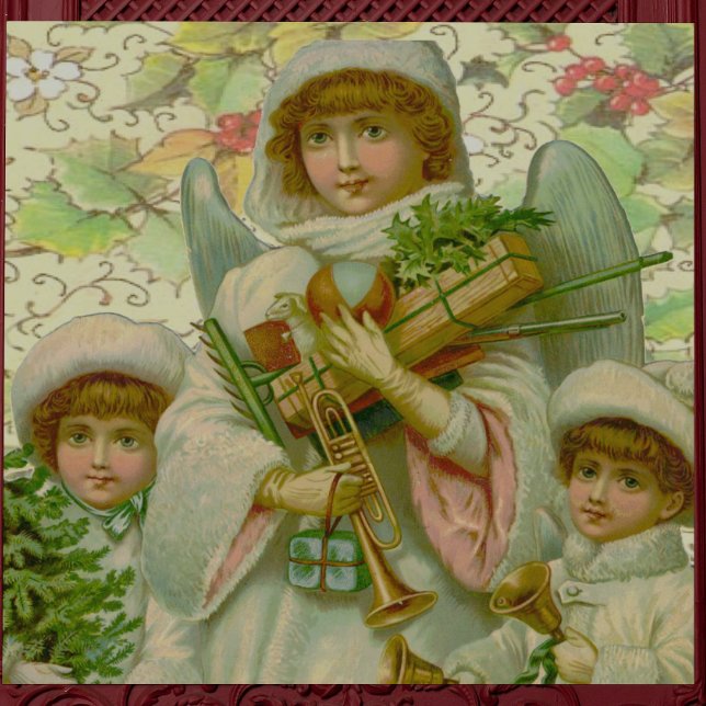 Papel De Presente Anjo de Natal com crianças e brinquedos (Criador carregado)