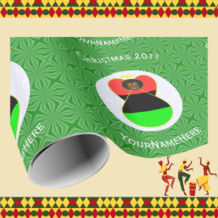 Papel De Presente Anjo de Natal Personalizado com Bandeira Afro-Amer