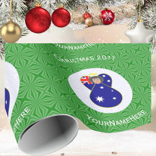 Papel De Presente Anjo de Natal Personalizado com Bandeira Australia