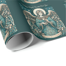 Papel De Presente Anjo Dourado da Paz