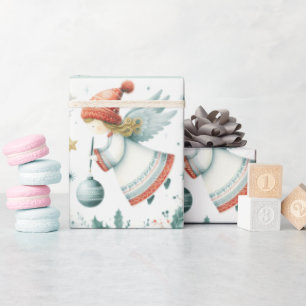 Papel De Presente Anjo espiritual de Natal com elegância escandinava