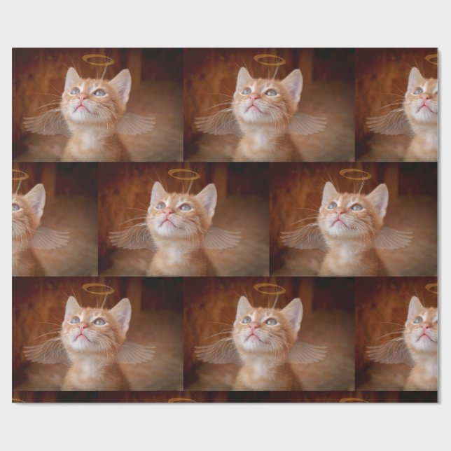 Papel De Presente Anjo Gato Molhando Papel (Aberto)