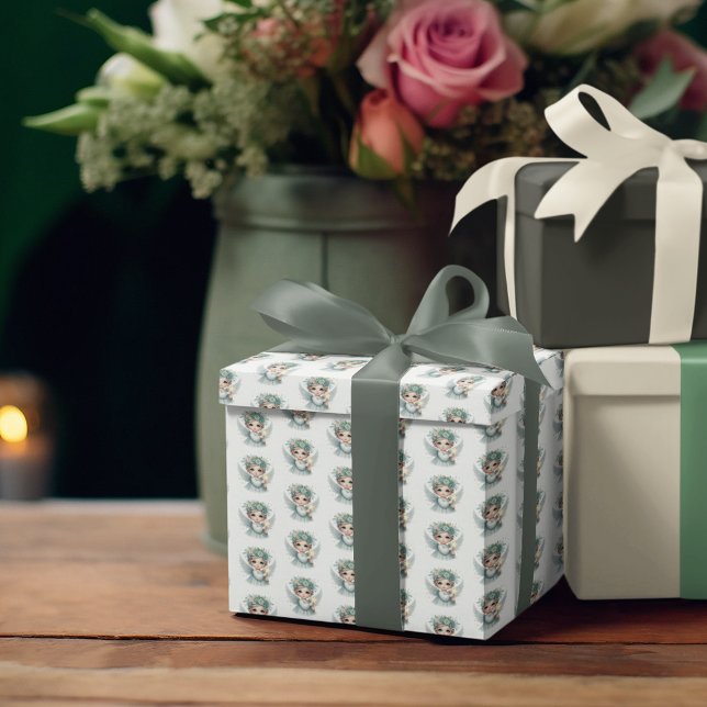 Papel De Presente Anjo Louro Bonito com Asas Segurando uma Estrela D (Criador carregado)