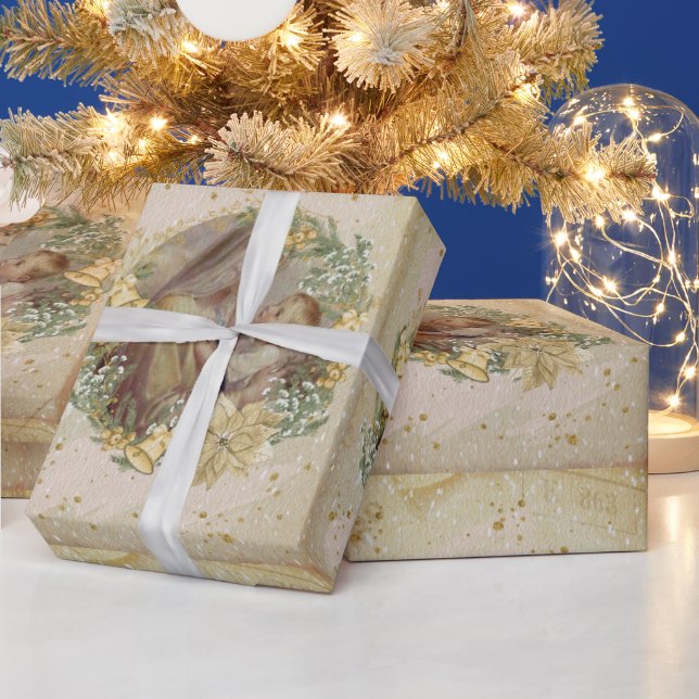 Papel De Presente Anjo Natal Mãe e Criança (Feriados)