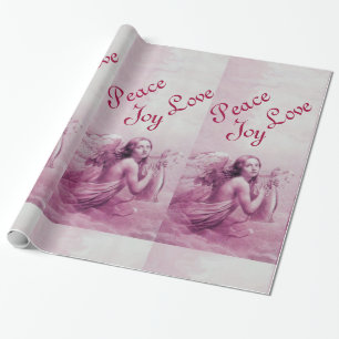 Papel De Presente ANJO que JOGA LYRA SOBRE o rosa das NUVENS