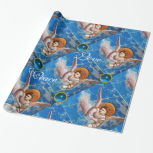 PAPEL DE PRESENTE ANJO VOADOR / NATAL AZUL GEMS JOVEM AMOR DA PAZ
