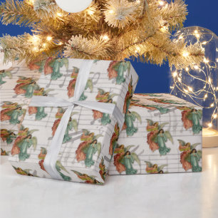 Papel De Presente Anjos de Natal - Música Vitoriana Antiga Vintage