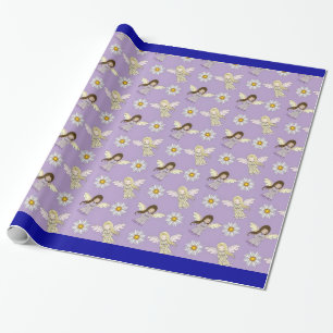Papel De Presente Anjos Lindos em Roxo