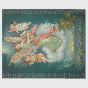 Papel De Presente Anjos Vintage Natal  