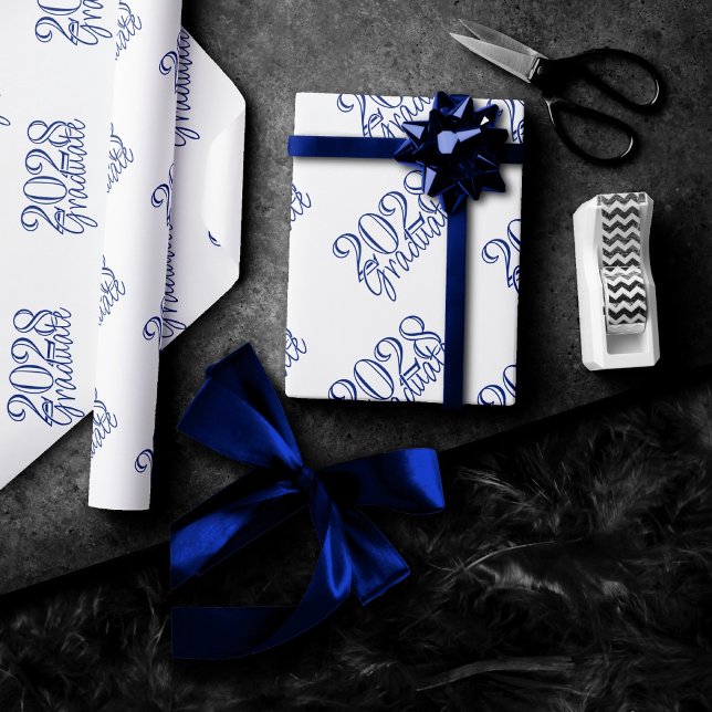 Papel De Presente Ano de Graduação | Branco Básico sobre Celebração  (Criador carregado)