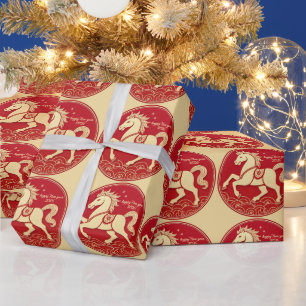 Papel De Presente Ano do Cavalo 2026 Ano Novo Chinês 