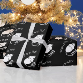 Papel De Presente Ano do mouse Rat 2020 com texto